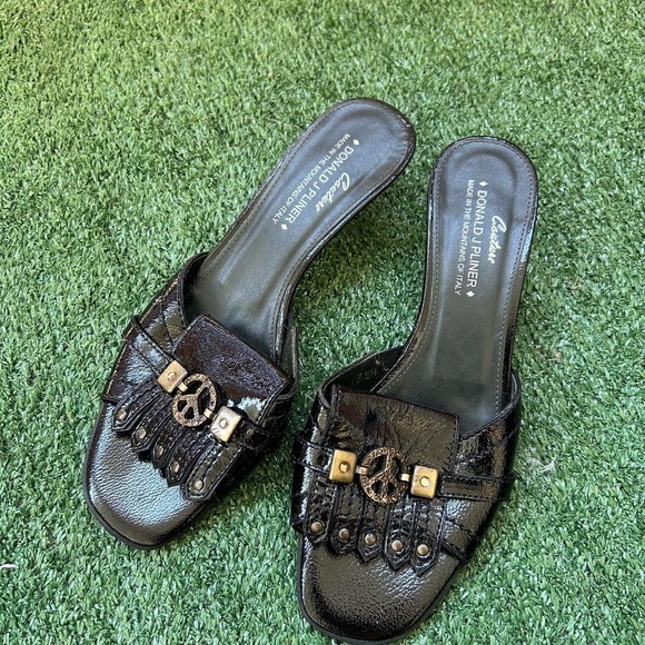 Donald J. Pliner Shoes - Donald J. Pliner Black Mules with Gold Accents